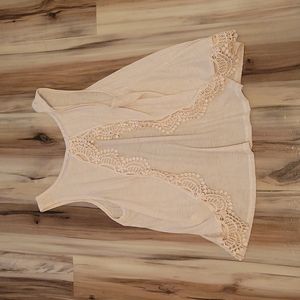 Cream Open Back Crochet Trimmed Top